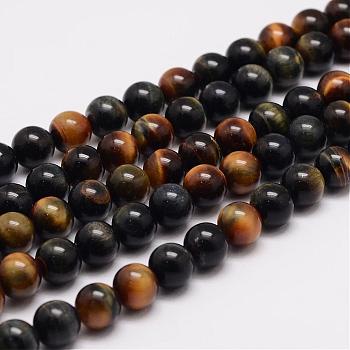 Natural Tiger Eye Bead Strands, Round, Grade A, 6mm, Hole: 1mm, about 63pcs/strand, 15.5 inch