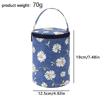 Polyester Portable Yarn Storage Organizer Bag, Crocheting & Knitting Supplies, Column with Daisy Pattern, Cornflower Blue, 125x190mm