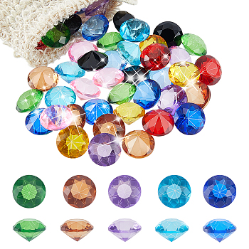 50Pcs Glass Diamond Display Decorations, for Vase Fillers, Aquarium Decor or Crafts, Mixed Color, 20x13.5mm
