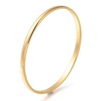 Ion Plating(IP) 304 Stainless Steel Plain Bangles, Real 18K Gold Plated, Inner Diameter: 2-5/8 inch(6.55cm)