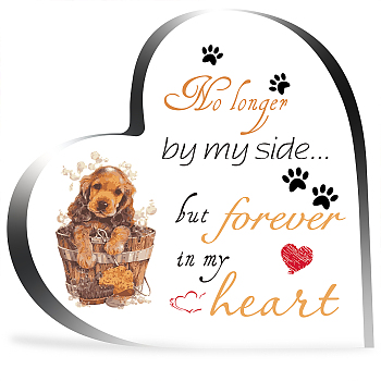 Heart-shaped with Word Acrylic Ornaments, Home Decorations, Dog Pattern, 99x10x99mm