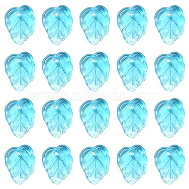 Sky Blue Leaf Glass Charms