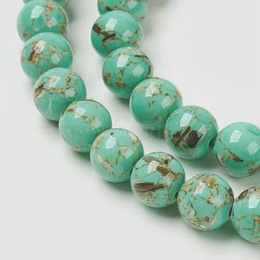 Chapelets de perles de coquillage de mer et turquoise synthétique(G-G758-07-10mm)-3