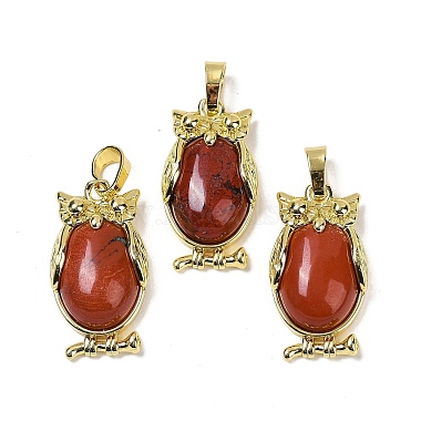 Golden Owl Red Jasper Pendants