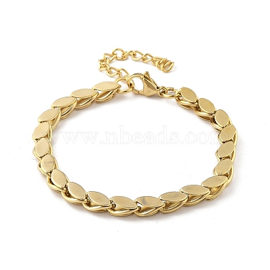 304 Stainless Steel Oval Link Chain Bracelets for Women(BJEW-F488-18G)-4