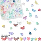 60Pcs 3 Styles Transparent Spray Printed Glass Beads, Star/Heart/Butterfly, Mixed Color, 7.5~8x8~15x4~4.5mm, Hole: 0.9~1mm, 20pcs/style(GLAA-YW0004-51A)