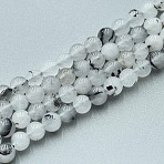 Natural Quartz Beads Strands, Dyed, Round, Imitation Black Rutilated Quartz, WhiteSmoke, 6~6.5mm, Hole: 0.9~1mm, about 60~63pcs/strand, 14.96~15.35 inch(38~39cm)(X-G-N355-6mm-01)
