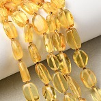 Natural Amber Beads Strands, Nuggets, Tumbled Stone, with Seed Beads, Gold, 8~13.5x5.5~8x3.5~4.5mm, Hole: 0.6mm, about 32~34pcs/strand, 14.96''~15.28''(38~38.8cm)(G-K376-G03-03)