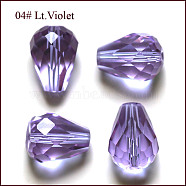 Imitation Austrian Crystal Beads, Grade AAA, Faceted, Drop, Lilac, 8x10mm, Hole: 0.9~1mm(SWAR-F062-10x8mm-04)
