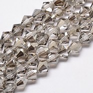 Imitate Austrian Crystal Bicone Glass Beads Strands, Grade AA, Faceted, Light Grey, 6x6mm, Hole: 1mm, about 46~48pcs/strand, 10.5 inch(GLAA-F029-6x6mm-07)