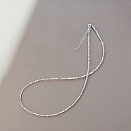 Brass Chain Choker Necklaces, Silver, 8.27~19.69 inch(21~50cm)(PW-WG78554-09)