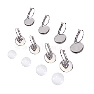 DIY Ring Making, with 304 Stainless Steel Leverback Earring Findings and Transparent Glass Cabochons, Flat Round, Stainless Steel Color, 8.2x8.2x2.7cm, 80pcs/box(DIY-UN0001-08P)