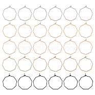 30Pcs 5 Colors Ion Plating(IP) 316 Surgical Stainless Steel Hoop Earrings Findings, Wine Glass Charms Findings, Octagon, Mixed Color, 25x26.5x0.7mm, 6pcs/color(STAS-UN0030-95)
