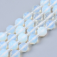 Opalite Beads Strands, Round, Faceted, 8~9x10mm, Hole: 1.2mm, about 33~35pcs/strand, 15.16inch(38.5cm)(G-R482-31-10mm)