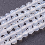 Natural White Agate Beads Strands, Faceted, Round, White, 8mm, Hole: 1mm, about 45~47pcs/strand, 15 inch(G-G542-8mm-20)