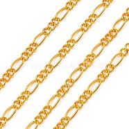 Iron Handmade Chains Figaro Chains Mother-Son Chains, Unwelded, Golden, with Spool, Mother Link:3.5x7mm, 1mm thick, Son Link:3x4mm, 0.83mm thick, about 328.08 Feet(100m)/roll(X-CHSM005Y-G)