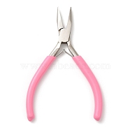 Steel Jewelry Pliers, Needle Nose Plier, Chain Nose Pliers, with Plastic Handle Covers, Ferronickel, Pink, 11.7x7.6x0.85cm(PT-Q010-04P)