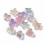UV Plating Rainbow Iridescent Luminous Acrylic Beads, Glitter Beads, Glow in the Dark, Mixed Shapes, Mixed Color, 15.5~19x18~20x8~9mm, Hole: 3.8mm(OACR-E010-12)