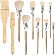 Paint Wood Brushes, Wool Hair Brushes with Wooden Handle, for Painting the Walls, Cleaning Pottery Dust, BurlyWood, 17.2~22.5x0.7~4.2cm, 10pcs/set(PW-WG26398-01)