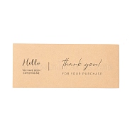 Thank You Sticker, Paper Self Adhesive Stickers, Rectangle with Word THANK YOU FOR YOUR PURCHASE YOU HAVE BEEN EXPECTING ME OPEN ME, Sandy Brown, 6x15x0.01cm, 50 sheets/bag(X-DIY-B041-19)