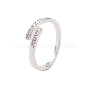 Clear Cubic Zirconia Cuff Ring, Brass Jewelry for Women, Platinum, Inner Diameter: 16mm(RJEW-B028-12P)