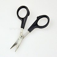 Iron Bent Nose Scissors, Covered By Plastic, Platinum, Random Single Color or Random Mixed Color, 120x65x8mm(TOOL-D005-5)