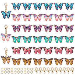 DIY Butterfly Pendant Making Kits, Including Enamel Alloy Pendants, Alloy Lobster Claw Clasps, Iron Jump Rings, Mixed Color, Pendants: about 15.5x22x2mm, hole: 1.8mm, 36pcs/box(DIY-SC0014-17)