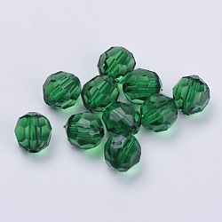 Transparent Acrylic Beads, Faceted, Round, Dark Green, 8x7mm, Hole: 1.5mm, about 1810pcs/500g(TACR-Q257-8mm-V17)
