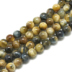 Natural Tiger Eye Beads Strands,  Dyed, Round, Goldenrod, 6mm, Hole: 1mm, about 62~63pcs/strand, 14.7~14.9 inch(G-S300-6mm-107A)