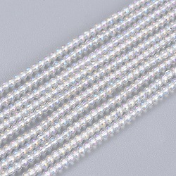 Electroplate Glass Beads Strands, Round, AB Color Plated, Clear AB, 2mm, Hole: 0.6mm, about 180pcs/strand, 14.17 inch(36cm)(X-EGLA-I013-2mm-AB01)