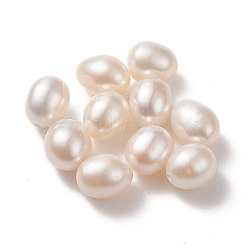 Natural Cultured Freshwater Pearl Beads, Half Drilled, Teardrop, Floral White, 8~9x11~13mm, Hole: 0.8mm(PEAR-P056-025)