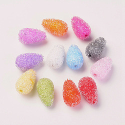 Resin Beads, with Crystal Rhinestone, Imitation Candy Food Style, Teardrop, Mixed Color, 22.5~23.5x13.5mm, Hole: 2.5mm(ZIRC-I029-01)