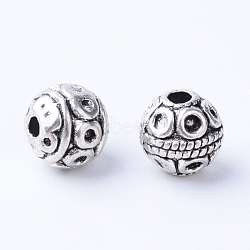 Tibetan Style Alloy Beads, Round, Cadmium Free & Lead Free, Antique Silver, 8x8mm, Hole: 2mm(X-TIBE-Q063-120AS-RS)