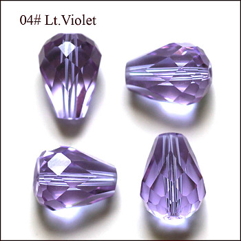 Imitation Austrian Crystal Beads, Grade AAA, Faceted, Drop, Lilac, 8x10mm, Hole: 0.9~1mm