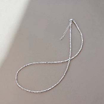 Brass Chain Choker Necklaces, Silver, 8.27~19.69 inch(21~50cm)