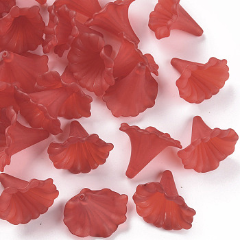 Transparent Acrylic Beads, Calla Lily, Frosted, FireBrick, 40.5x33x35mm, Hole: 1.8mm