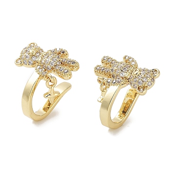 Bear & Star Brass Micro Pave Cubic Zirconia Cuff Earrings for Women, Long-Lasting Plated, Cadmium Free & Lead Free, Real 18K Gold Plated, 15.5x15x13.5mm