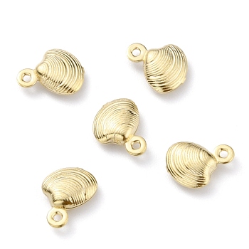 Brass Pendants, Shell Shape, Real 24K Gold Plated, 10x8x3mm, Hole: 1mm