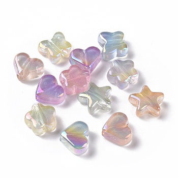 UV Plating Rainbow Iridescent Luminous Acrylic Beads, Glitter Beads, Glow in the Dark, Mixed Shapes, Mixed Color, 15.5~19x18~20x8~9mm, Hole: 3.8mm