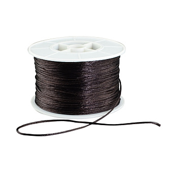 Round Nylon Thread, Rattail Satin Cord, for Chinese Knot Making, Coconut Brown, 1mm, 100yards/roll