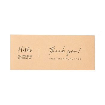 Thank You Sticker, Paper Self Adhesive Stickers, Rectangle with Word THANK YOU FOR YOUR PURCHASE YOU HAVE BEEN EXPECTING ME OPEN ME, Sandy Brown, 6x15x0.01cm, 50 sheets/bag