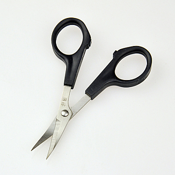Iron Bent Nose Scissors, Covered By Plastic, Platinum, Random Single Color or Random Mixed Color, 120x65x8mm