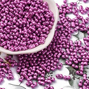 Baking Paint Glass Seed Beads, Metallic Colours, Peanut, Violet, 6x3.5x3mm, Hole: 1mm, about 4500pcs/pound