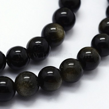 Natürliche goldenen Glanz Obsidian Perlen Stränge(G-I199-14-4mm)-3