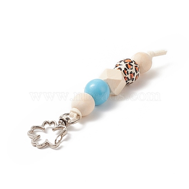 porte-clés pendentif perlé en bois cube & rond & octogone(KEYC-JKC00463)-3