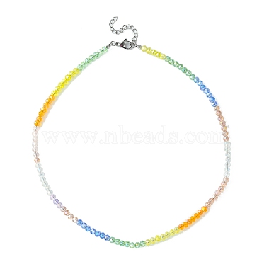 Glass Round Beaded Necklace(NJEW-JN04318)-2