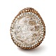 Natural Quartz Crystal Oval Adjustable Ring with Rhinestone(RJEW-E052-01G)-2