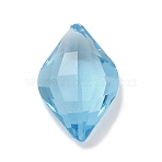 Pointed Back Glass Imitation Rhinestone Cabochons, Rhombus, Sky Blue, 14x9x4.5~5mm(GLAA-B012-12C)