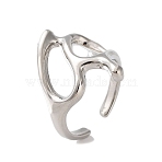 Rack Plating Brass Cuff Rings, Long-Lasting Plated for Women, Lead Free & Cadmium Free, Platinum, Inner Diameter: 17.8mm(RJEW-D025-07P)