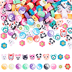 150Pcs 3 Style Handmade Polymer Clay Beads, Mixed Shapes, Mixed Color, 50pcs/style, 200pcs/box(CLAY-AR0001-11)